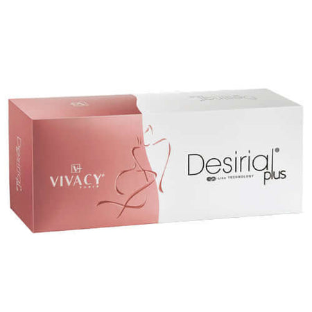 Desirial Plus packaging, a premium hyaluronic acid treatment for intimate rejuvenation, best quality and certified products.