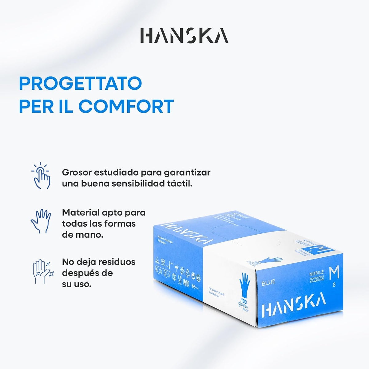 Guantes de nitrilo HANSKA: grosor con sensibilidad tactil y ajuste comodo