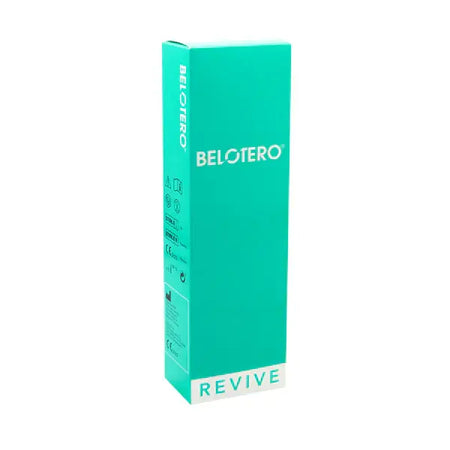 Belotero Revive packaging, a top-quality dermal filler for skin hydration and rejuvenation, available from European distributor.