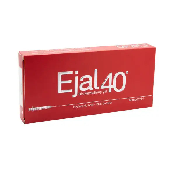 Ejal 40 Bio-Revaitalizing gel packaging with hyaluronic acid, ideal for dermal fillers and mesotherapy treatments.