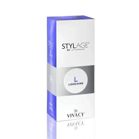 Stylage L Bi-SOFT Lidocaine dermal filler packaging, featuring lidocaine for comfort and high-quality results.