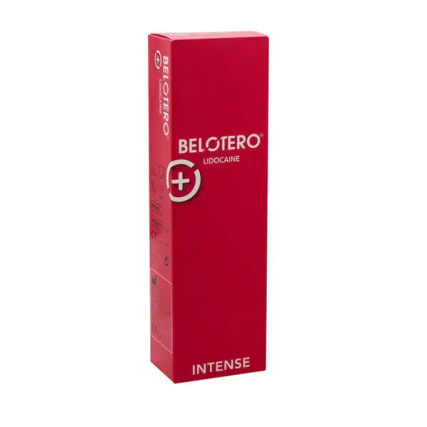 Belotero Intense Lidocaine dermal filler packaging, featuring original product for effective wrinkle treatment and volume restoration.