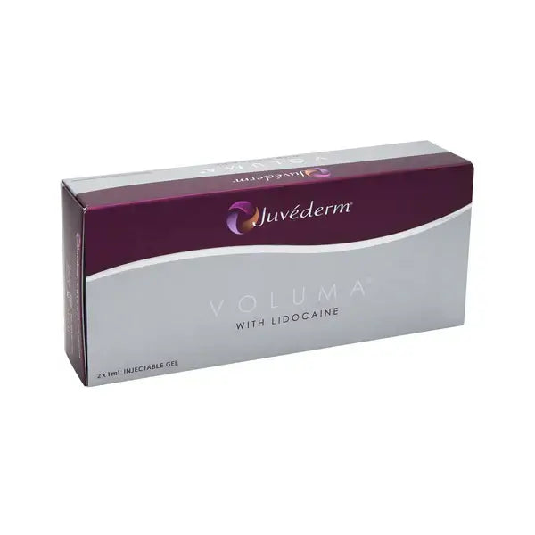 Juvéderm Voluma with Lidocaine box, a high-quality dermal filler for facial volume restoration, suitable for mesotherapy.