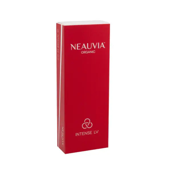 Neauvia Intense LV dermal filler box, a high-quality product for facial volume restoration and wrinkle correction.