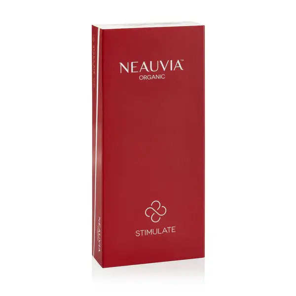 Neauvia Stimulate packaging, advanced biorevitalization treatment with dermal fillers and amino acids for skin rejuvenation.