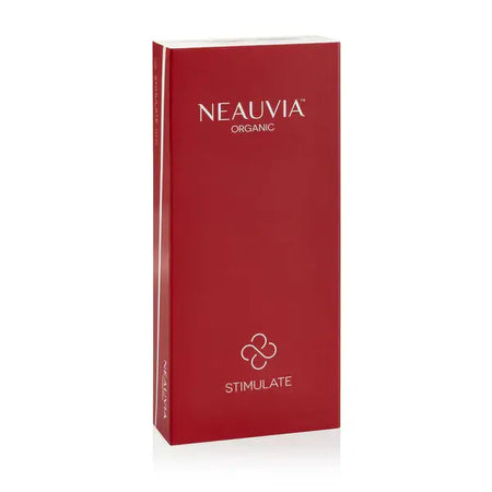 Neauvia Stimulate packaging, advanced biorevitalization treatment with dermal fillers and amino acids for skin rejuvenation.