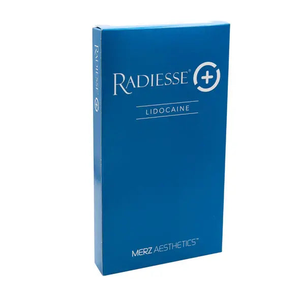 Radiesse Lidocaína dermal filler packaging for facial volume restoration and wrinkle treatment.