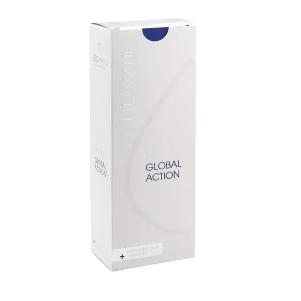 Teosyal PureSense Global Action dermal filler box for facial volume restoration and wrinkle treatment.