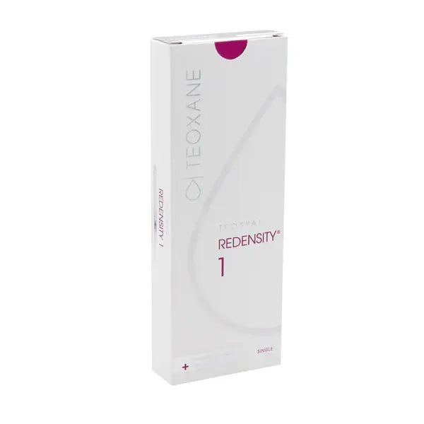 Teosyal PureSense Redensity 1 dermal filler packaging for skin rejuvenation and revitalization.